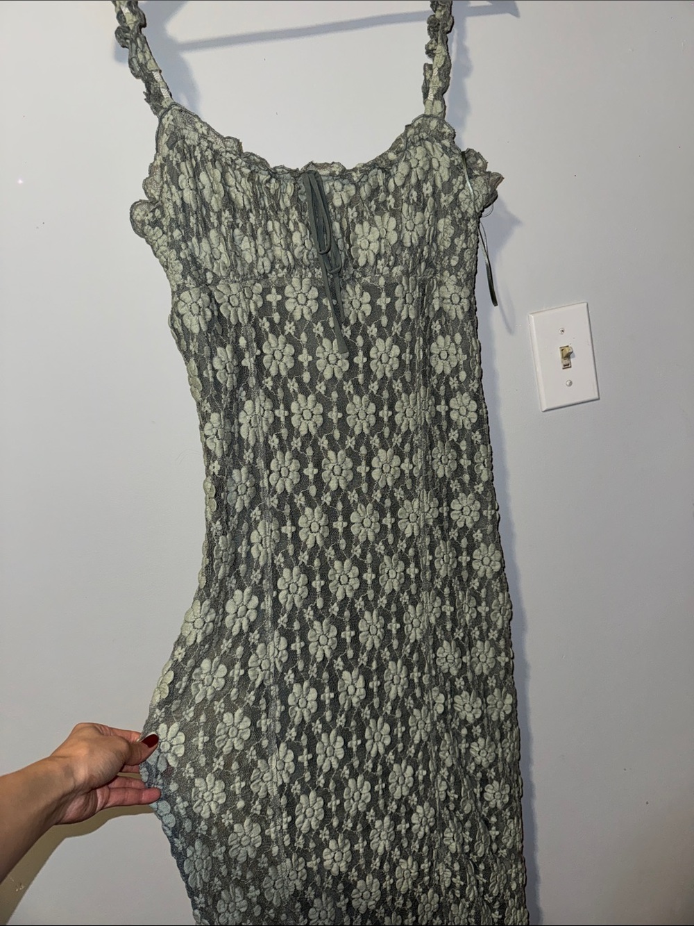Free People Sage Green Floral Smocked Maxi Dress - Picture 3 of 5